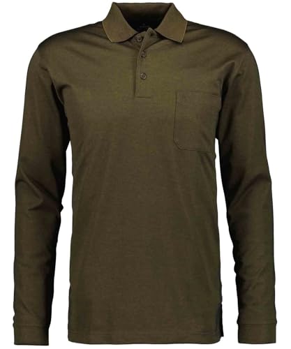 RAGMAN Herren Softknit-Polo mit Brusttasche, Langarm Dunkles Khaki-803, L von RAGMAN