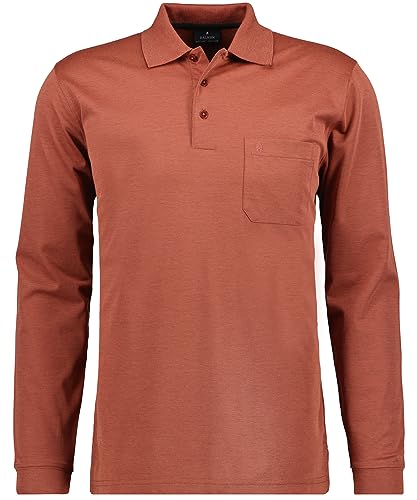 RAGMAN Herren Softknit-Polo mit Brusttasche, Langarm M, gebranntes Orange-543 von RAGMAN