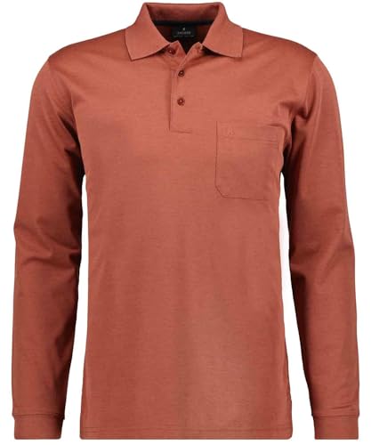 RAGMAN Herren Softknit-Polo mit Brusttasche, Langarm gebranntes Orange-543, M von RAGMAN