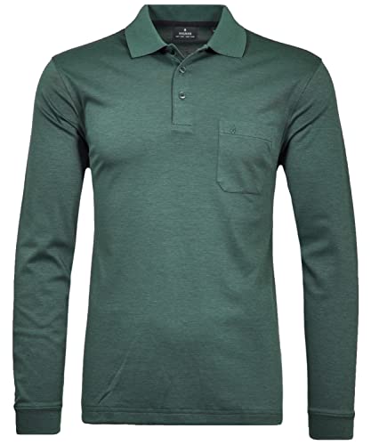 RAGMAN Herren Softknit-Polo mit Brusttasche, Langarm S, Moosgrün-318 von RAGMAN