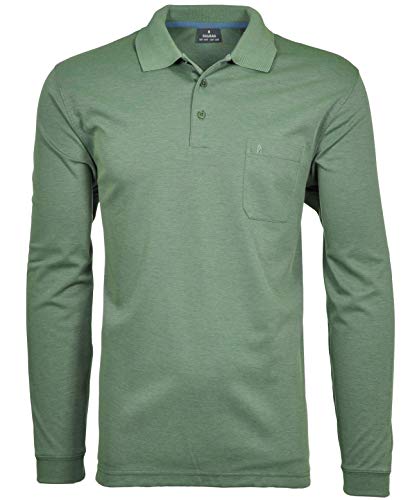 Ragman Herren Polo-Shirt, Basic, Langarm, 540291-341-S, Grün, 540291-341-S 48 von RAGMAN