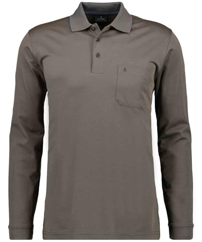 RAGMAN Herren Softknit-Polo mit Brusttasche, Langarm Taupe dunkel-867, S von RAGMAN