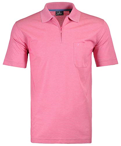 RAGMAN Herren Softknit-Polo mit Zip, fein gestreift 3XL, Pink-641 von RAGMAN