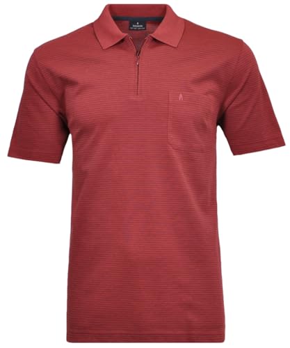 RAGMAN Herren Softknit-Polo mit Zip, fein gestreift L, Koralle-606 von RAGMAN