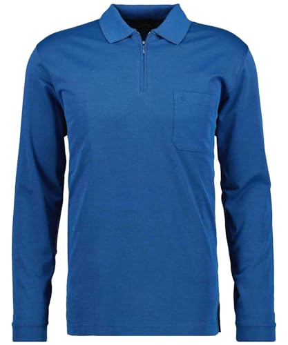 RAGMAN Herren Softknit-Poloshirt Langarm mit Zip Blau-Melange-765, L von RAGMAN