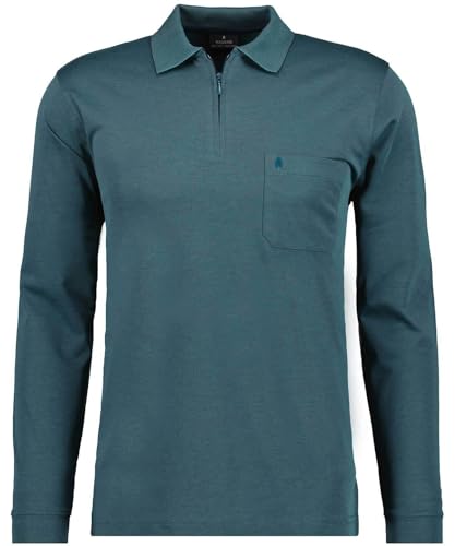 RAGMAN Herren Softknit-Poloshirt Langarm mit Zip Dunkelgrün-357, 5XL von RAGMAN