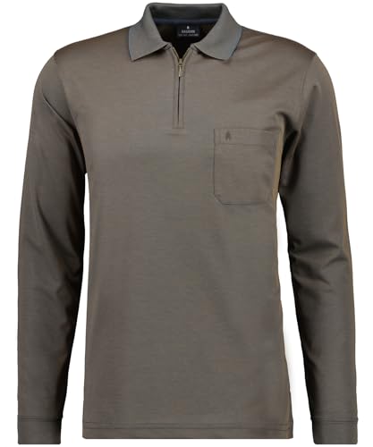 RAGMAN Herren Softknit-Poloshirt Langarm mit Zip L, Taupe dunkel-867 von RAGMAN