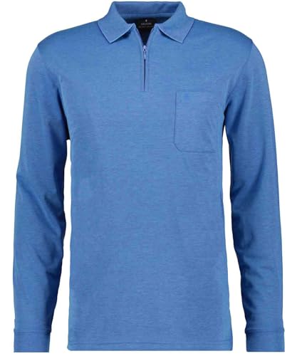 RAGMAN Herren Softknit-Poloshirt Langarm mit Zip Aqua-702, M von RAGMAN