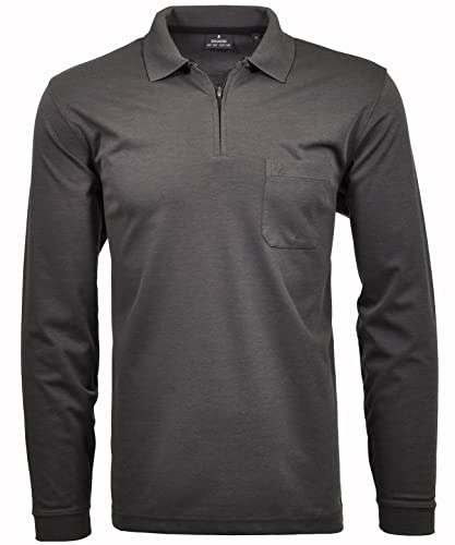RAGMAN Herren Softknit-Poloshirt Langarm mit Zip Schiefer-027, L von RAGMAN