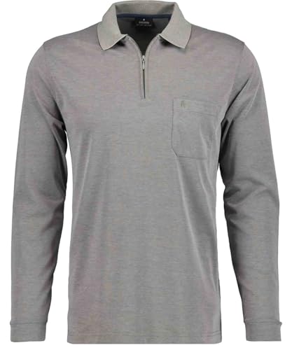 RAGMAN Herren Softknit-Poloshirt Langarm mit Zip Silbergrau-023, 4XL von RAGMAN