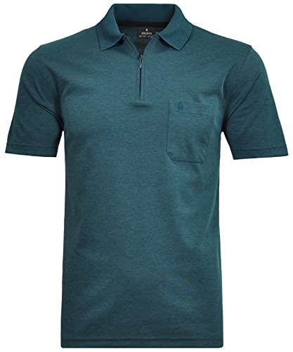 RAGMAN Herren Softknit-Poloshirt mit Zip 4XL, Dunkelgrün-357 von RAGMAN