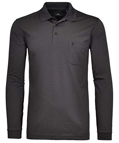 RAGMAN Herren Softknitpolo mit Minimaldessin, Langarm L, Schwarz-009 von RAGMAN