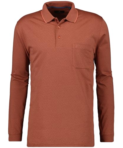 RAGMAN Herren Softknitpolo mit Minimaldessin, Langarm M, gebranntes Orange-543 von RAGMAN