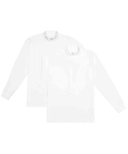 RAGMAN Herren Stehkragenshirt Langarm 2er Pack Weiss-006, S von RAGMAN