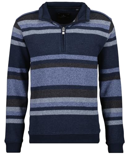 RAGMAN Herren Streifen-Sweater mit Troyer-Kragen 3XL, Dunkelblau-711 von RAGMAN