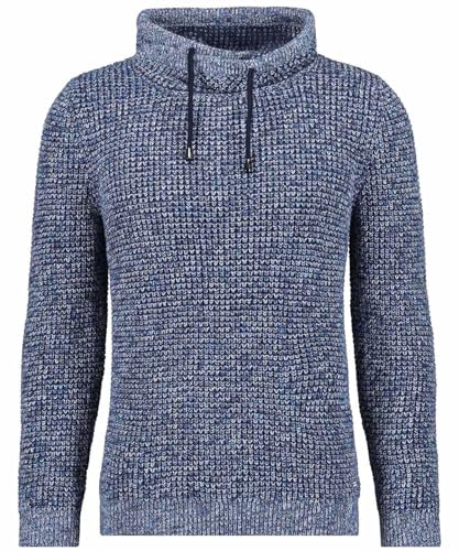 RAGMAN Herren Strick-Pullover mit speziellem Kragen Blau gemustert-980, M von RAGMAN