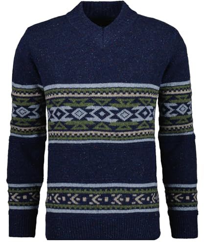 RAGMAN Herren Strickpullover Norweger, V-Ausschnitt M, Dunkelblau-711 von RAGMAN