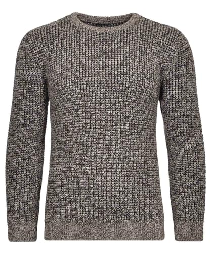 RAGMAN Herren Strickpullover Tweed Taupe-Grau mouliniert-187, L von RAGMAN