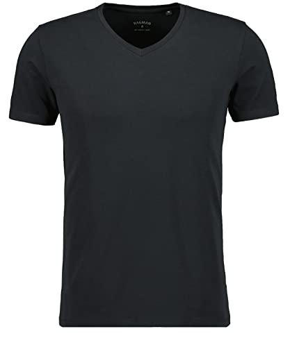 RAGMAN Herren T-Shirt V-Ausschnitt Uni, Body fit 3XL, Schwarz-009 von RAGMAN