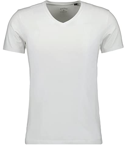 RAGMAN Herren T-Shirt V-Ausschnitt Uni, Body fit XL, Weiss-006 von RAGMAN