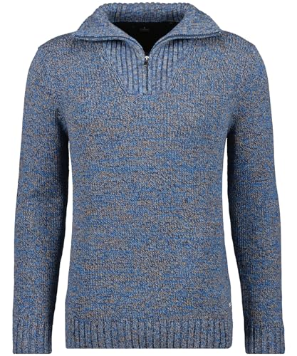 RAGMAN Herren Tweed-Pullover mit Troyer XL, Blau-174 von RAGMAN