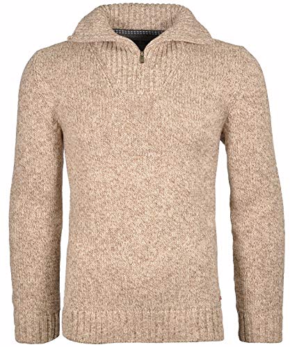 RAGMAN Herren Tweed-Pullover mit Troyer XXL, Beige-mouliniert-103 von RAGMAN