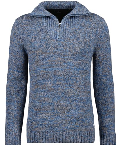 Ragman RAGMAN Herren Tweed-Pullover mit Troyer XXL, Blau-174 von RAGMAN