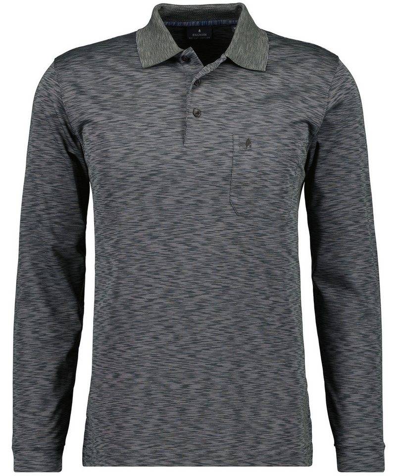 RAGMAN Langarm-Poloshirt Polo button LS space dye von RAGMAN