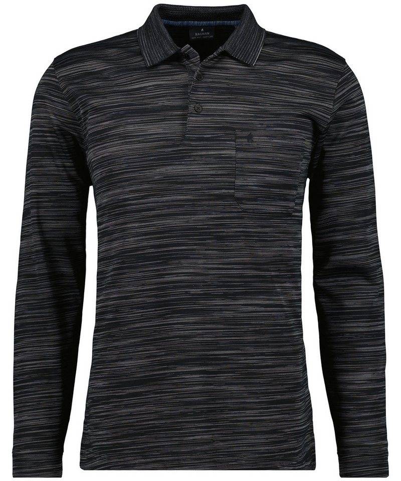 RAGMAN Langarm-Poloshirt Polo button LS space dye von RAGMAN