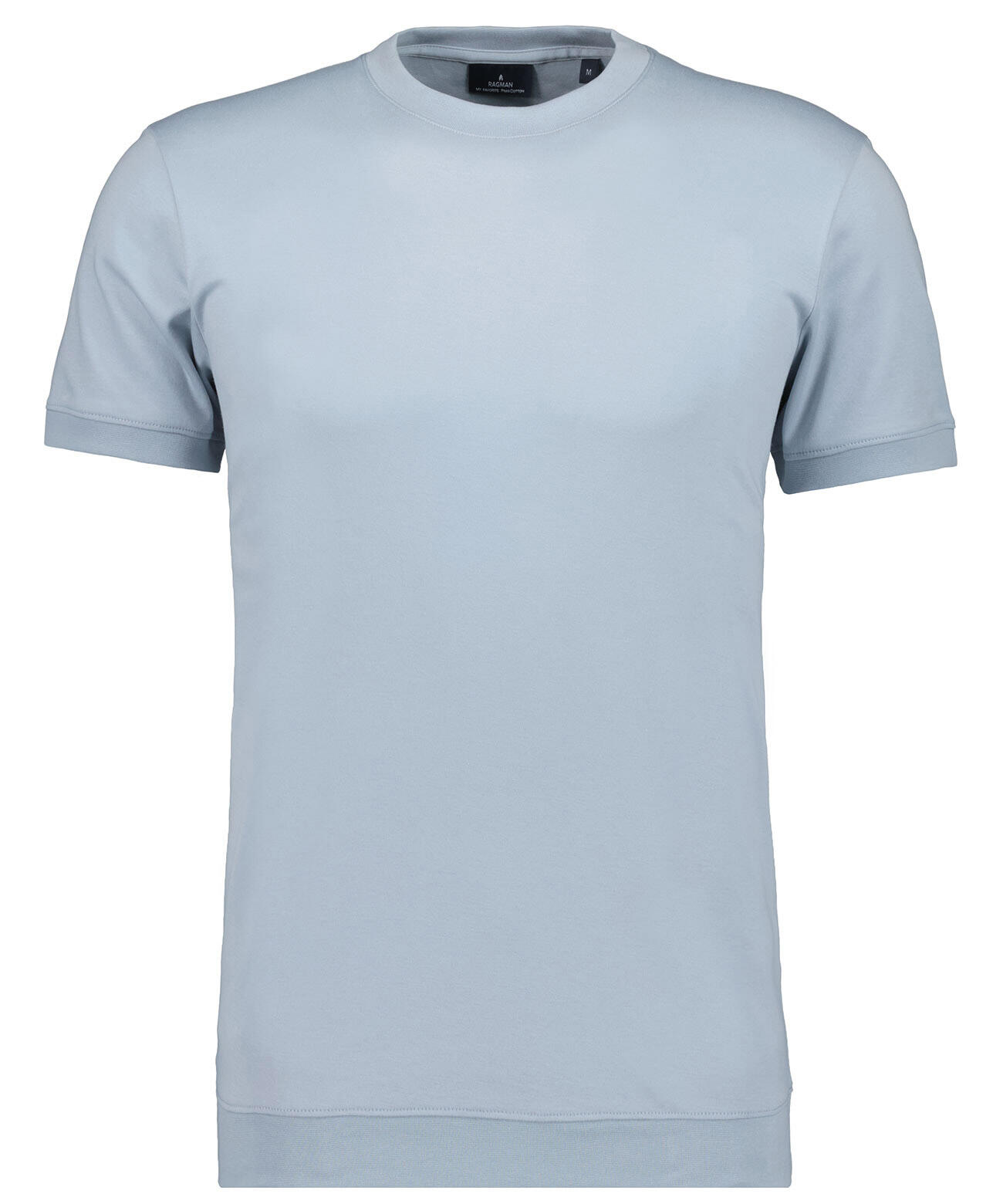 RAGMAN - Pima T-Shirt Rundhals mit Bündchen silber - Gr. - L von RAGMAN
