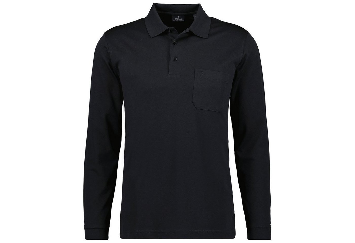 RAGMAN Poloshirt Herren Langarm-Poloshirt - Soft Knit Polo Knopf von RAGMAN