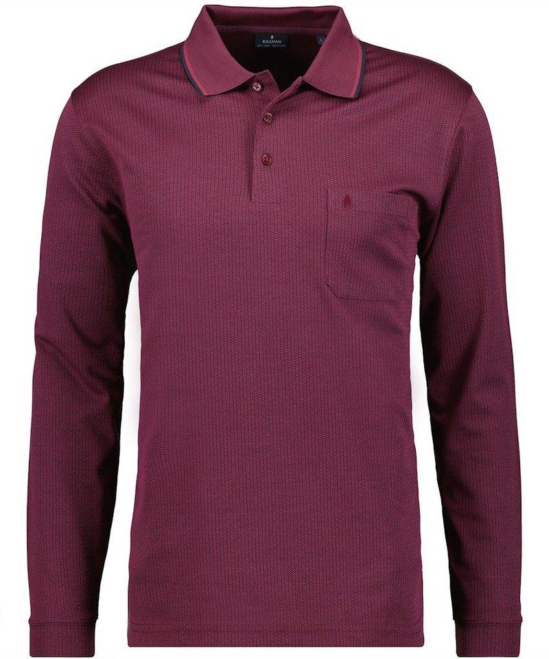 RAGMAN Poloshirt Polo button LS, OV jaquard von RAGMAN