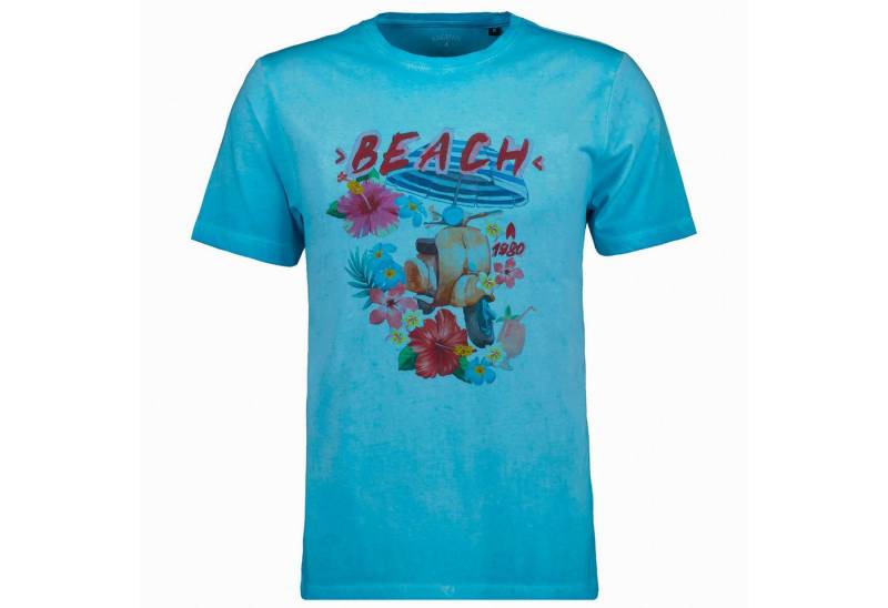 RAGMAN Rundhalsshirt Ragman T-Shirt XXL türkis Frontprint Beach Used-Look von RAGMAN