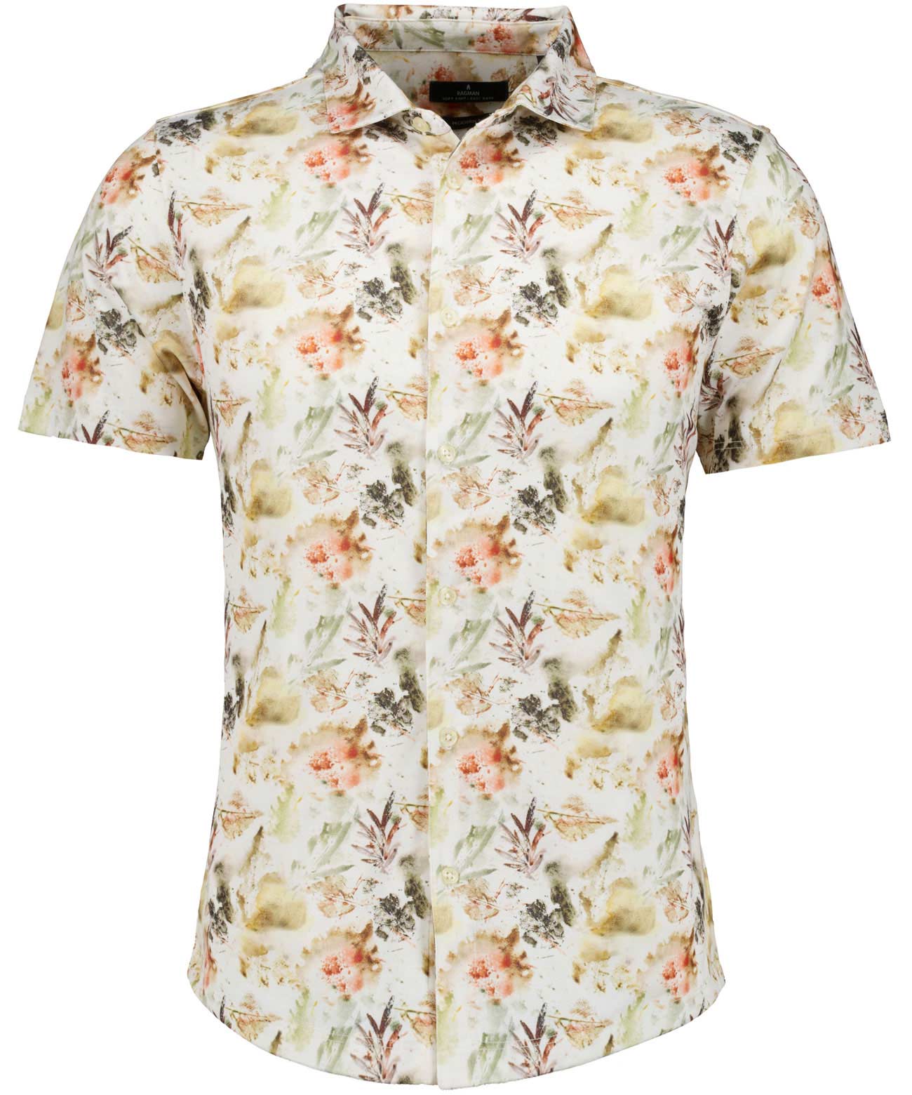 RAGMAN - Softknit-Hemd, modern fit beige gemustert - Gr. - L von RAGMAN