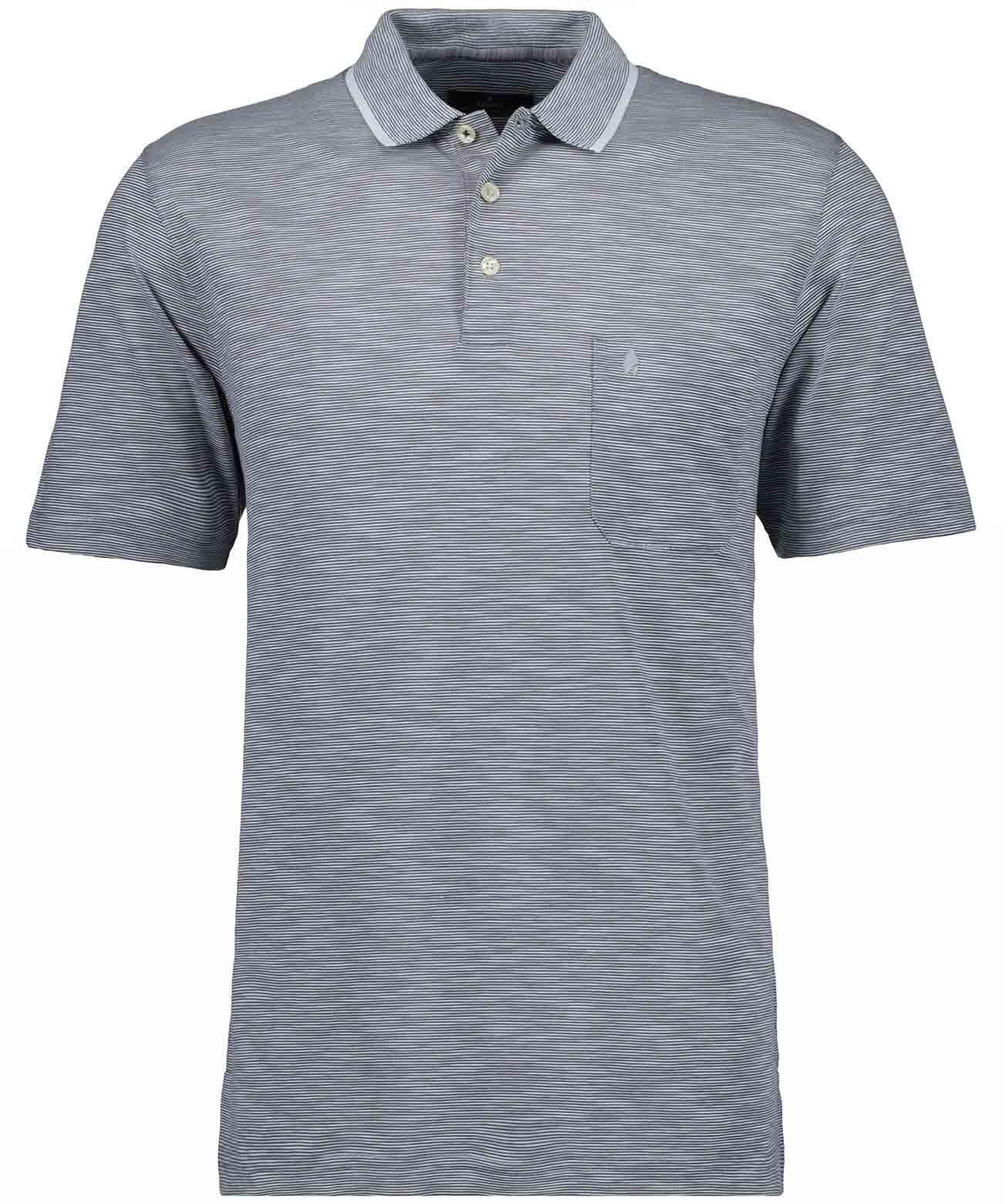 RAGMAN - Softknit-Polo gestreift, Flammdesign grau-melange - Gr. - XXL von RAGMAN