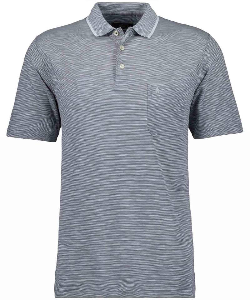 RAGMAN - Softknit-Polo gestreift, Flammdesign grau-melange - Gr. - XXL von RAGMAN