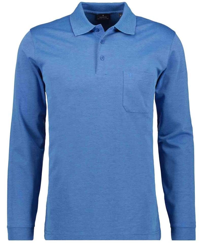 RAGMAN - Softknit-Polo mit Brusttasche, Langarm aqua - Gr. - XL von RAGMAN