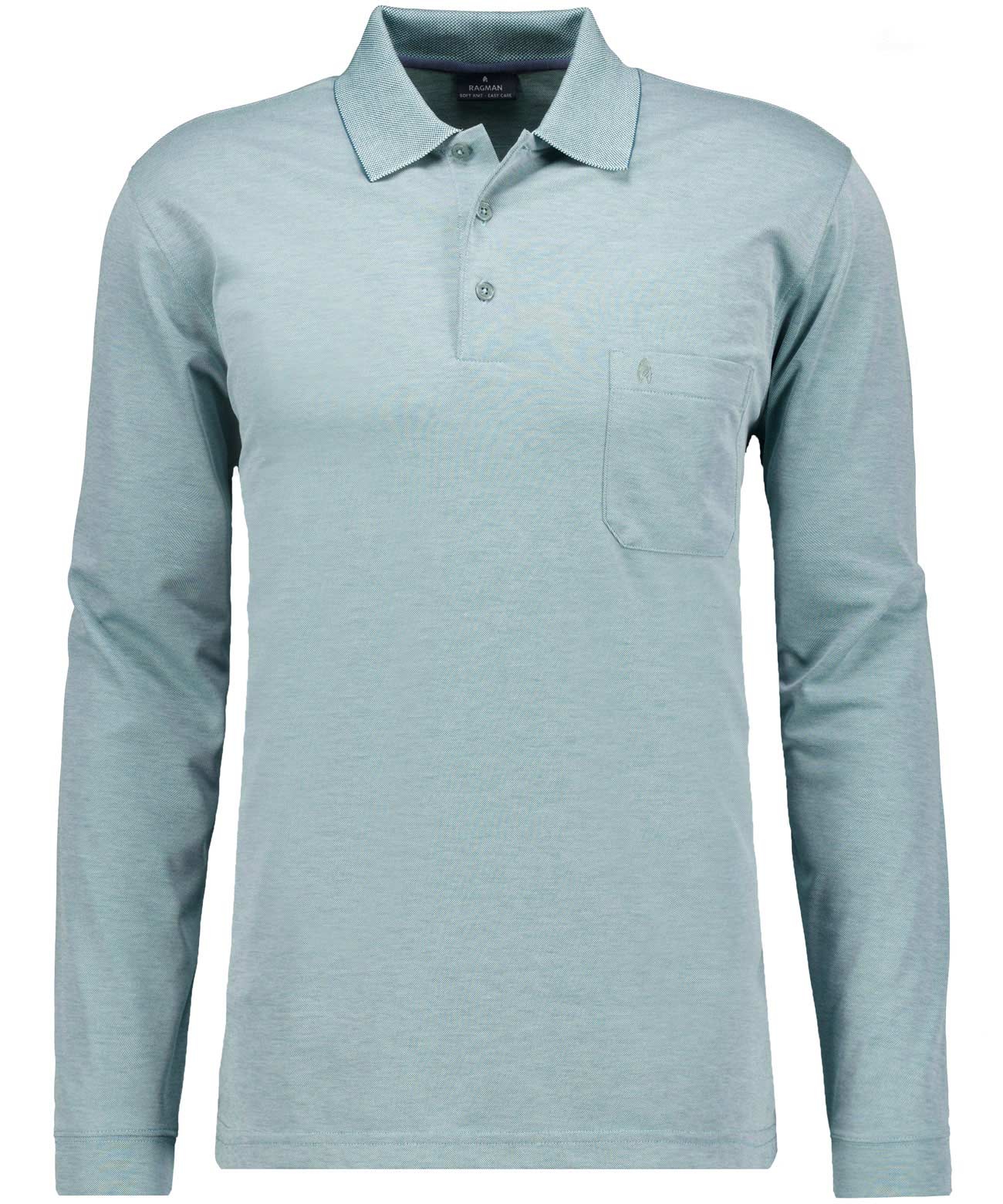 RAGMAN - Softknit-Polo mit Brusttasche, Langarm salbei - Gr. - XXL von RAGMAN