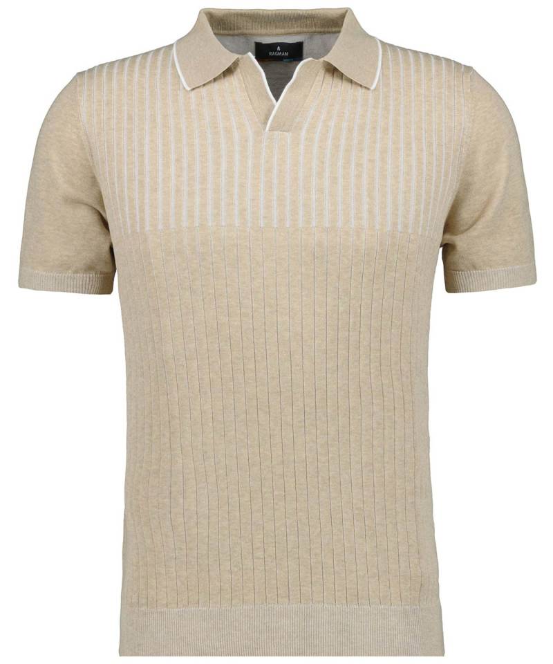 RAGMAN - Strick-Pullover Kurzarm, Resortkragen beige-melange - Gr. - XL von RAGMAN