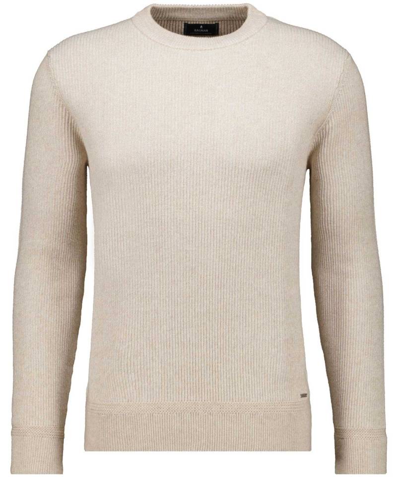 RAGMAN - Strick-Pullover Rundhals Bicolour, Baumwolle/Kaschmir beige-melange - Gr. - 3XL von RAGMAN