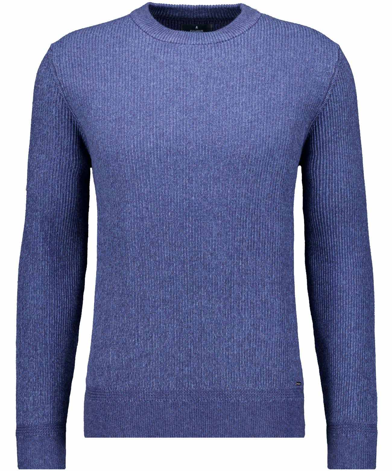 RAGMAN - Strick-Pullover Rundhals Bicolour, Baumwolle/Kaschmir marine - Gr. - XL von RAGMAN