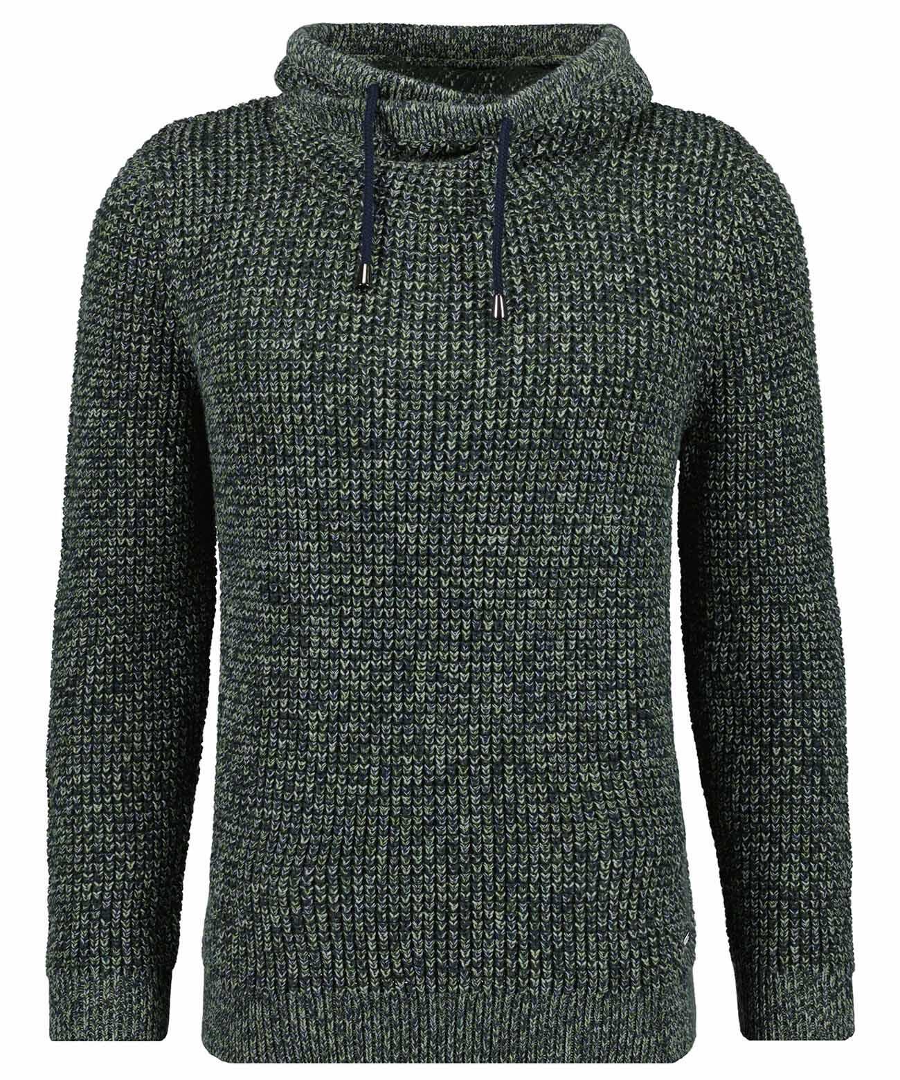 RAGMAN - Strick-Pullover mit Maseltov-Kragen dunkelgrün - Gr. - XL von RAGMAN