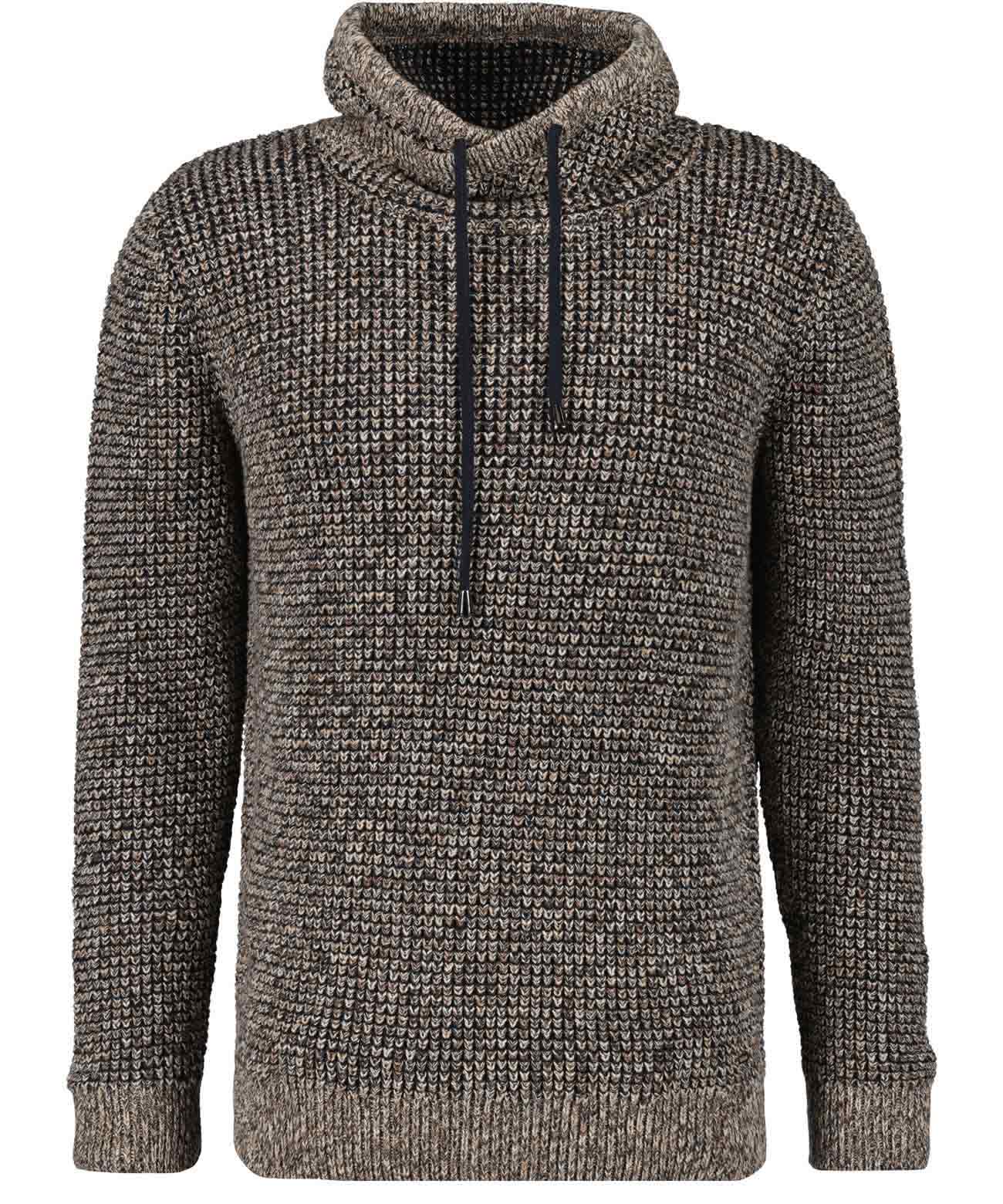 RAGMAN - Strick-Pullover mit Maseltov-Kragen taupe-grau mouliniert - Gr. - XXL von RAGMAN