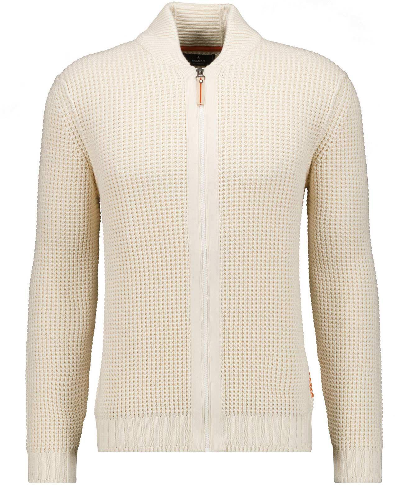 RAGMAN - Strickjacke mit Baseballkragen ecru - Gr. - XL von RAGMAN