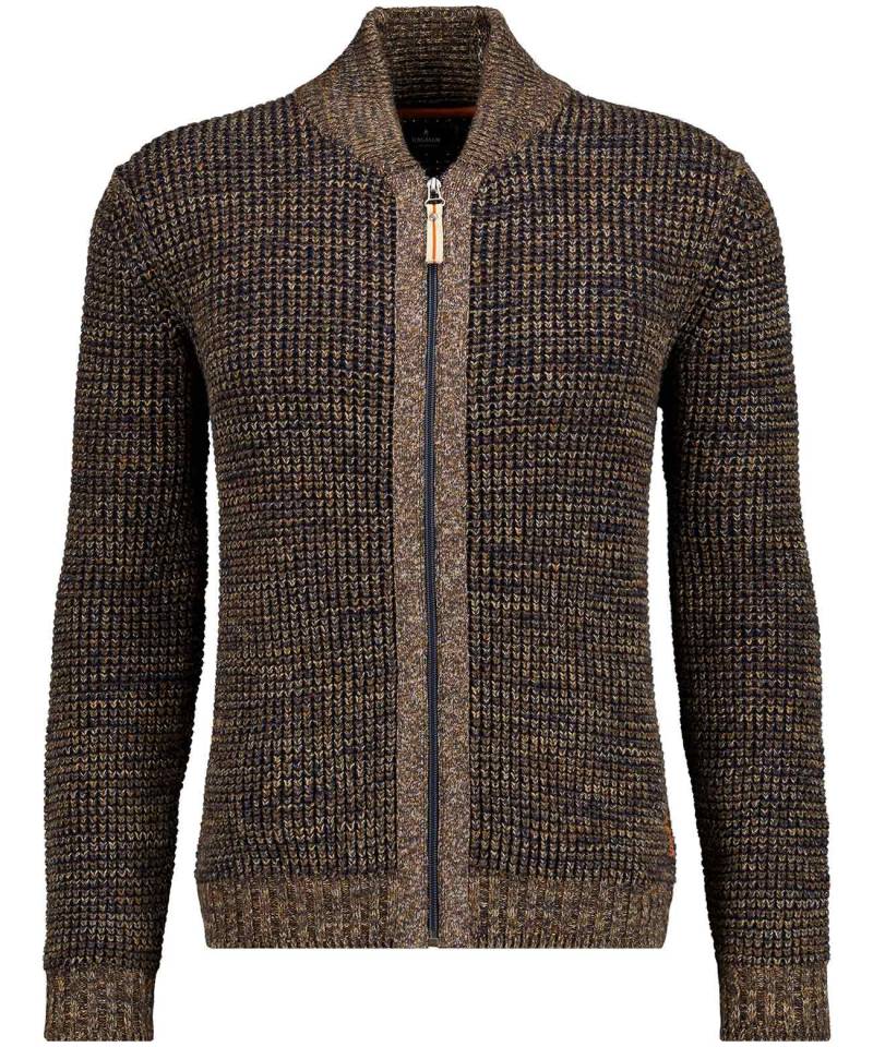 RAGMAN - Strickjacke mit Baseballkragen taupe-grau mouliniert - Gr. - 3XL von RAGMAN