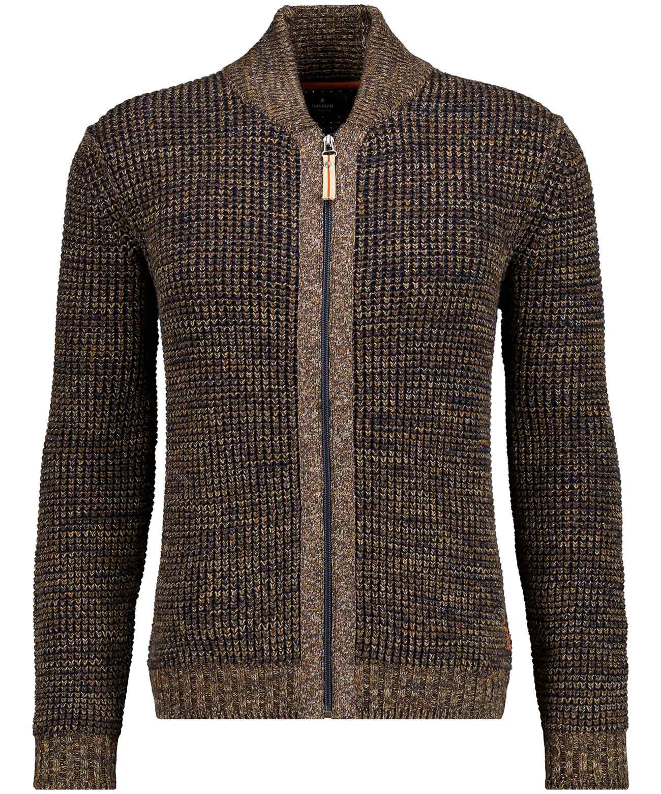 RAGMAN - Strickjacke mit Baseballkragen taupe-grau mouliniert - Gr. - M von RAGMAN