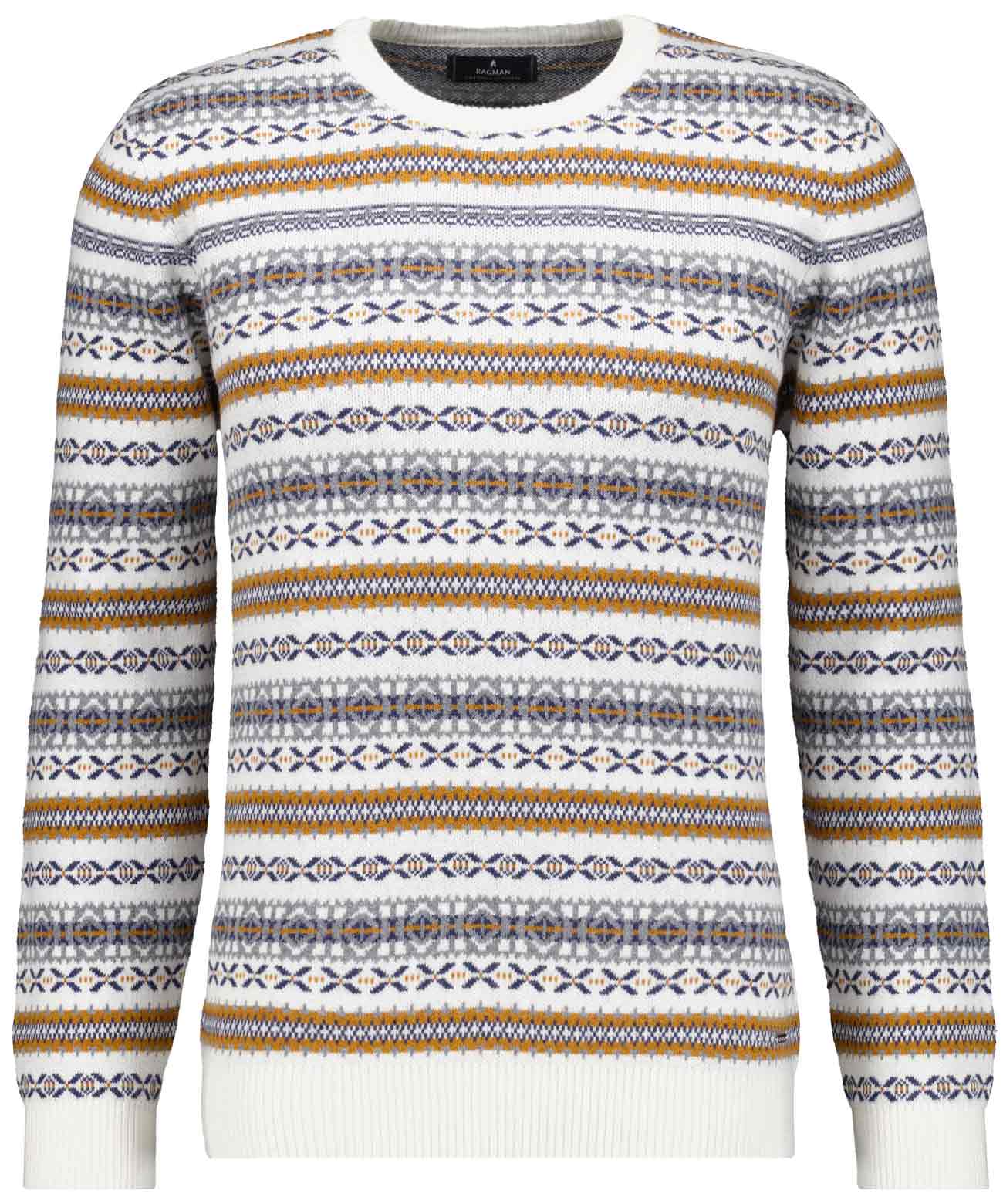 RAGMAN - Strickpullover Jacquard ecru - Gr. - XL von RAGMAN