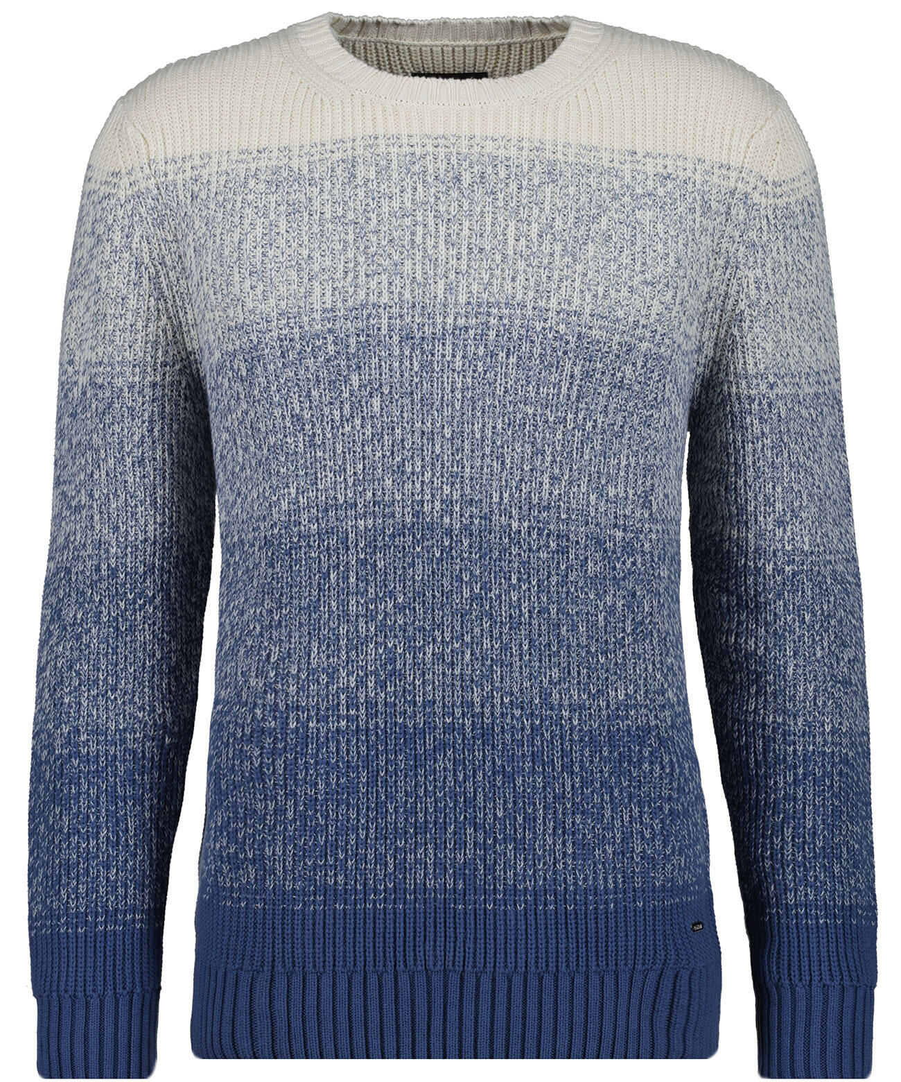 RAGMAN - Strickpullover Rundhals, gestreift blaugrau - Gr. - XXL von RAGMAN