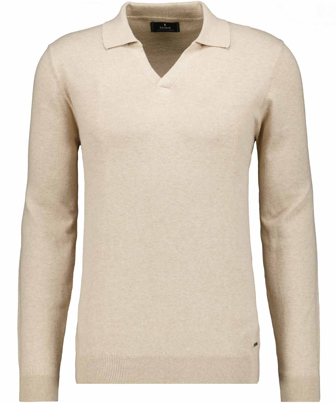 RAGMAN - Strickpullover mit Reverskragen beige-melange - Gr. - XL von RAGMAN