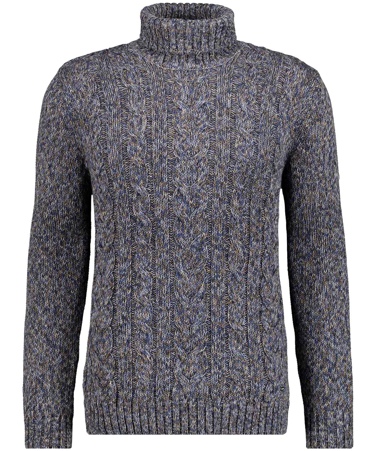 RAGMAN - Strickpullover mit Rollkragen und Zopfmuster blau - Gr. - S von RAGMAN